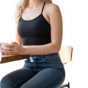 Offline By Aerie Recharge Least Support Sports Bra Black Spaghetti Strap Racer M